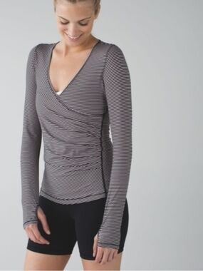 lululemon athletica Sunset Salutation Wrap-Front Long Sleeve Top, Size S
